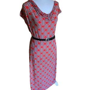 Banana Republic's Sheath Dress Cap Sleeves Draped Neckline, Midi, Career, Medium